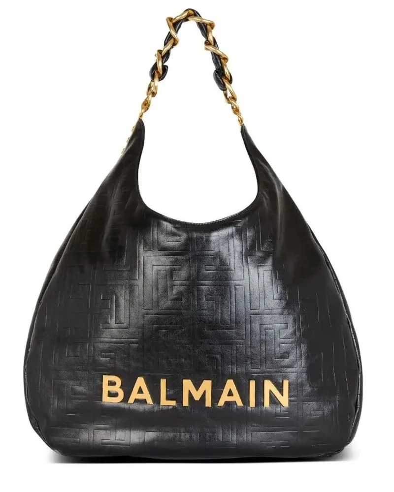 Balmain Shopper Bag 1945 Leather Shoulder Black Schwarz