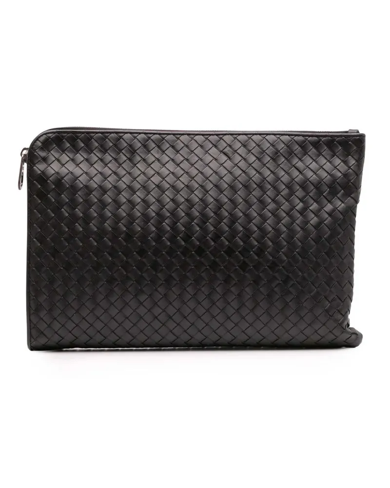 Bottega Veneta Clutches Leather Intrecciato Clutch schwarz Schwarz