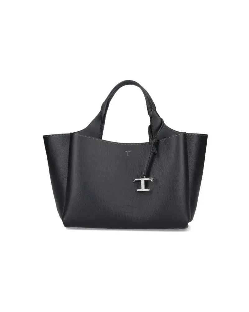 TOD'S Shopper & Totes Textured Black Leather Mini Tote Bag schwarz Schwarz