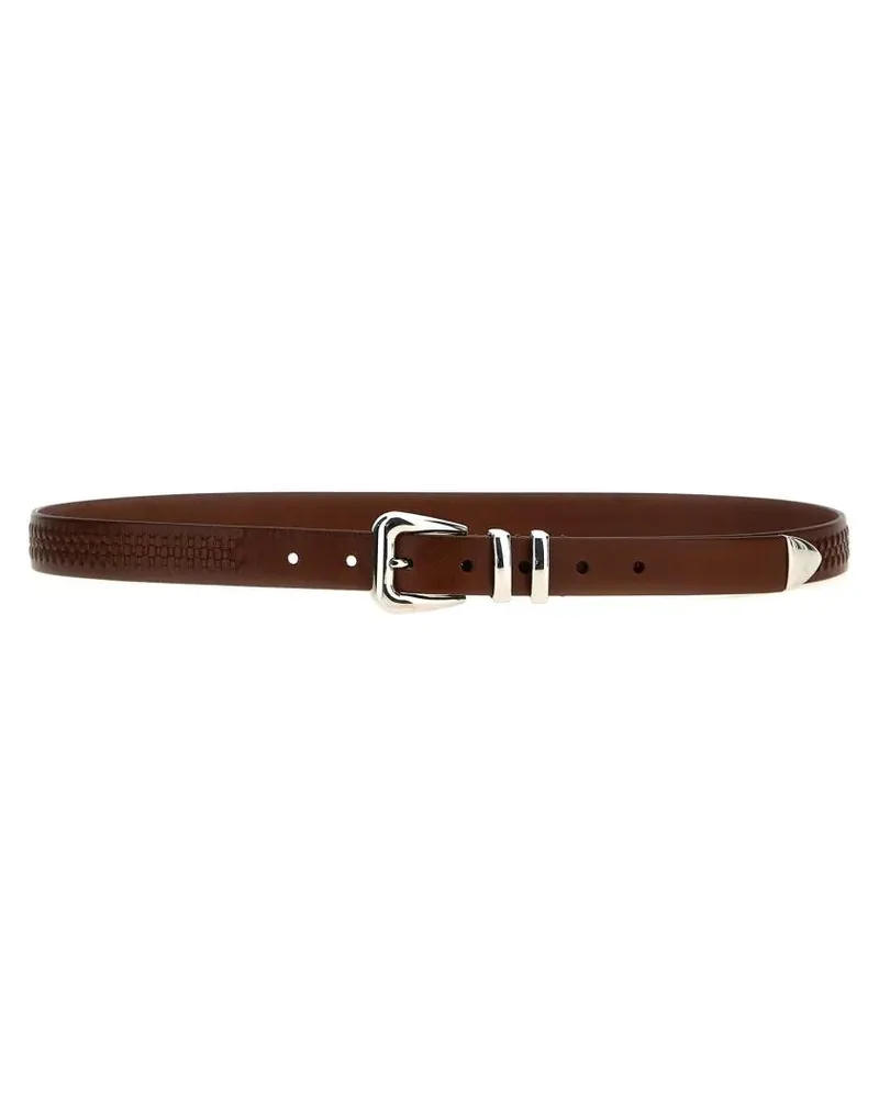 Brunello Cucinelli Gürtel Textured Leather Belt braun Braun