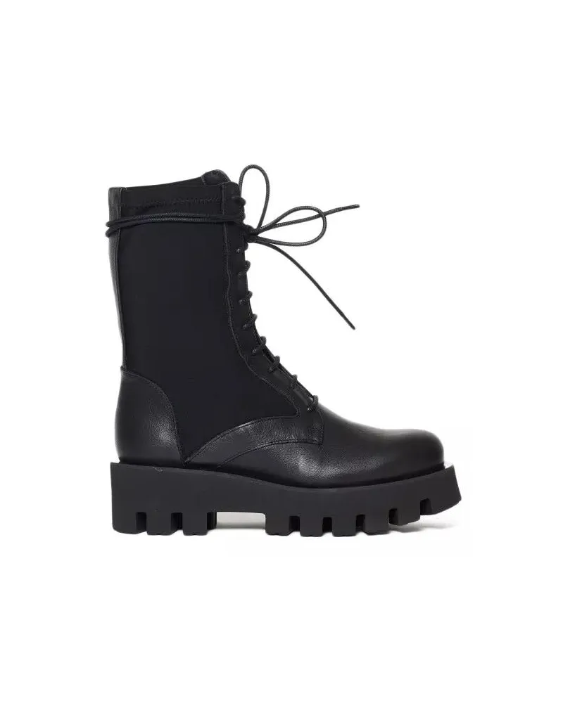 Paloma Barceló Stiefel Neoprene-Accented Black Leather Ankle Boots schwarz Schwarz