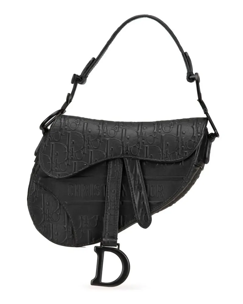 Dior Hobo Bags 2020 Mini Oblique Embossed Calfskin Saddle Bag schwarz Schwarz