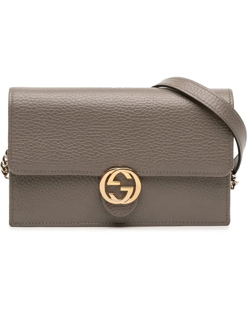 Gucci Hobo Bags Interlocking G Dollar Calfskin Wallet on Chain grau Grau