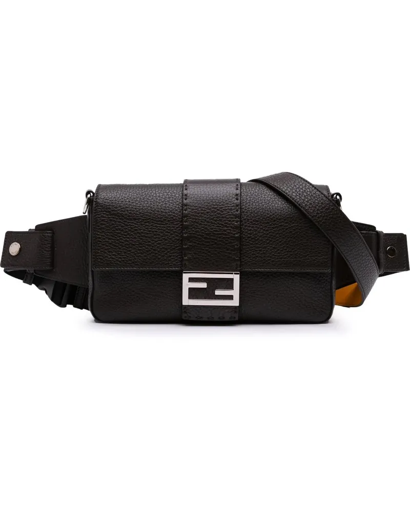 Fendi Hobo Bags Leather Selleria Convertible Baguette Satchel braun Braun