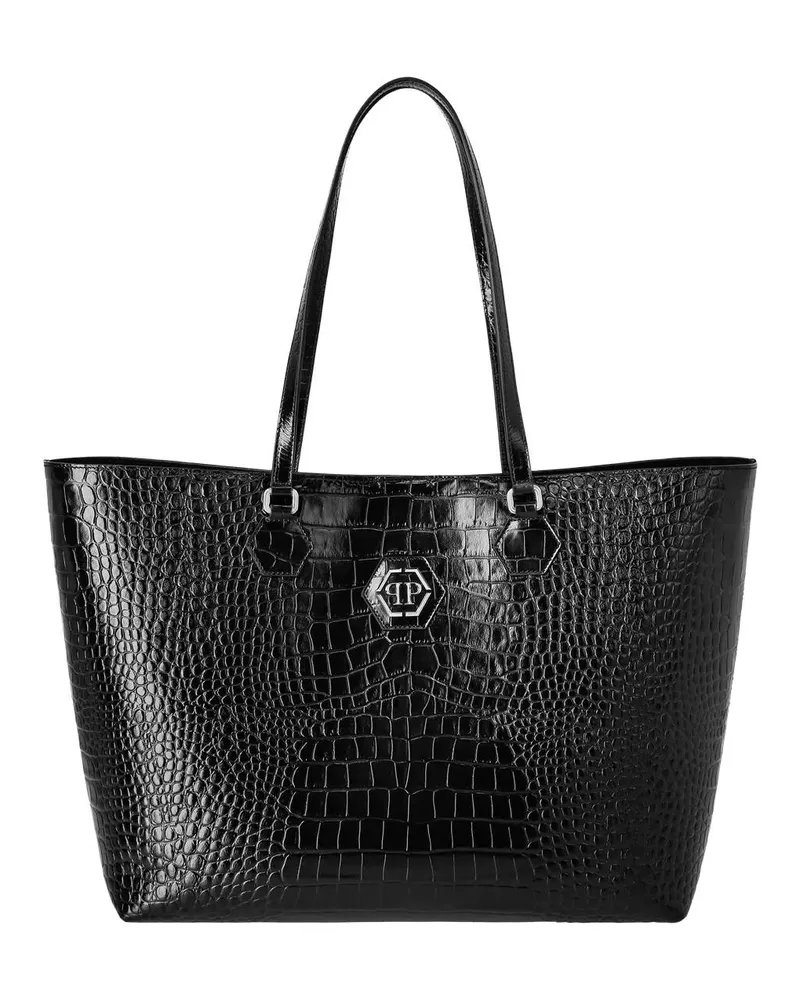 Philipp Plein Shopper Einkaufstasche Skull Mit Schmucksteinen schwarz Schwarz