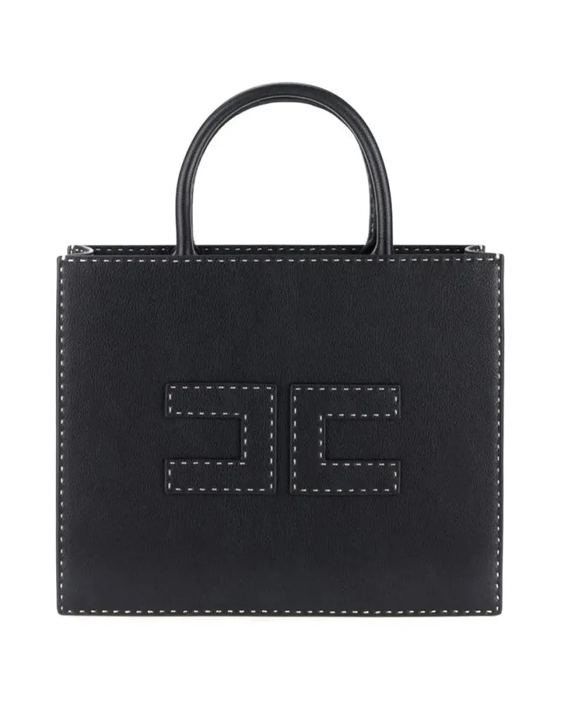 Elisabetta Franchi Crossbody Bags Structured Black Handbag With Contrasting Stitchin schwarz Schwarz
