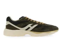 Low-Top Sneaker Calfskin And Suede Sneakers With Prominent Logo grau