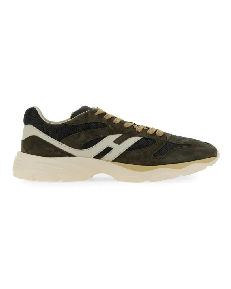 Hogan Low-Top Sneaker Calfskin And Suede Sneakers With Prominent Logo grau Grau