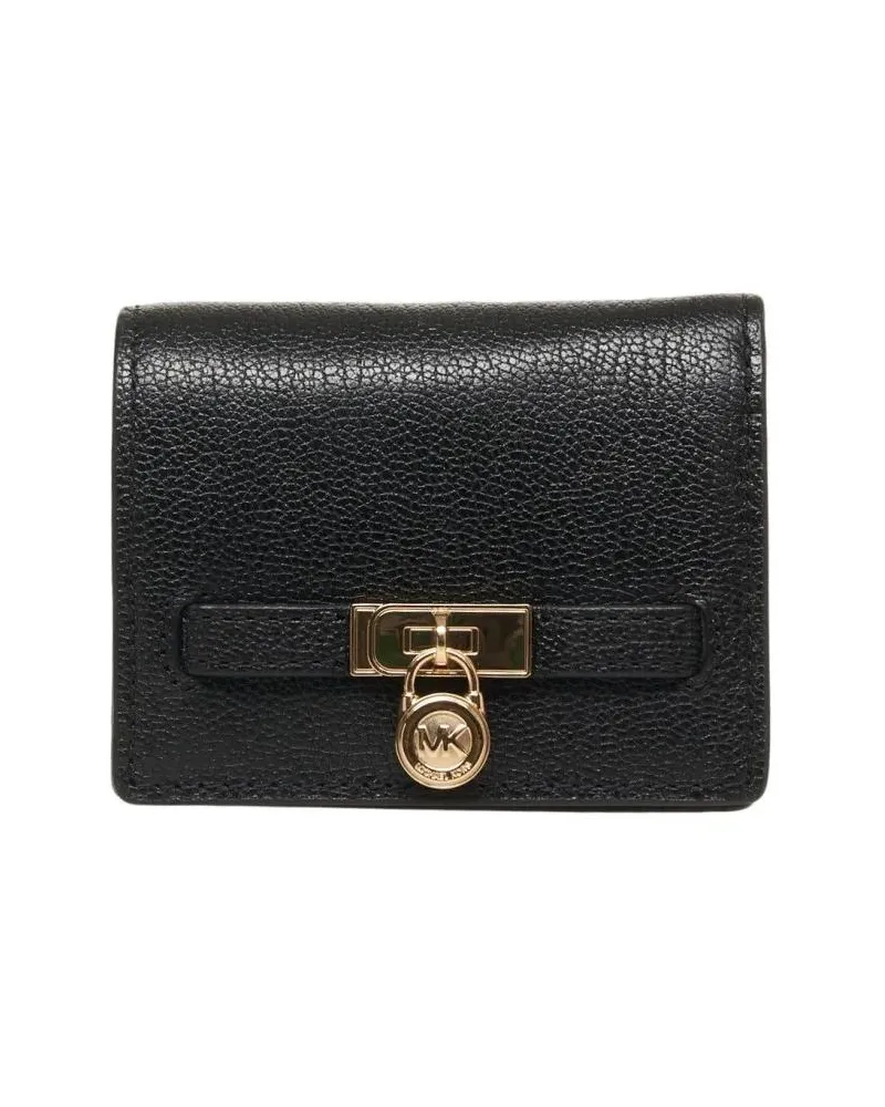 Michael Kors Portemonnaie Pebbled Leather Wallet With Gold-Tone Lock schwarz Schwarz