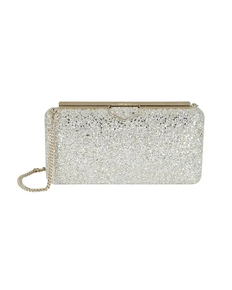 Jimmy Choo Clutches Coarse Glitter Fabric Clutch silberfarben 