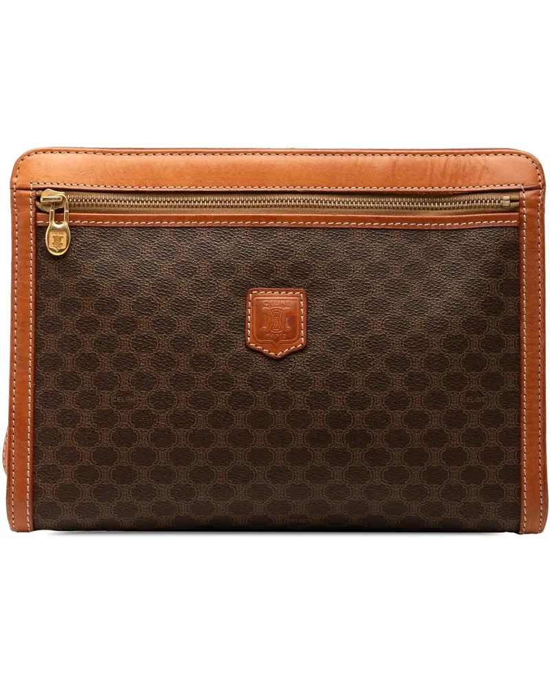 Celine Clutches Macadam Coated Canvas Clutch braun Braun