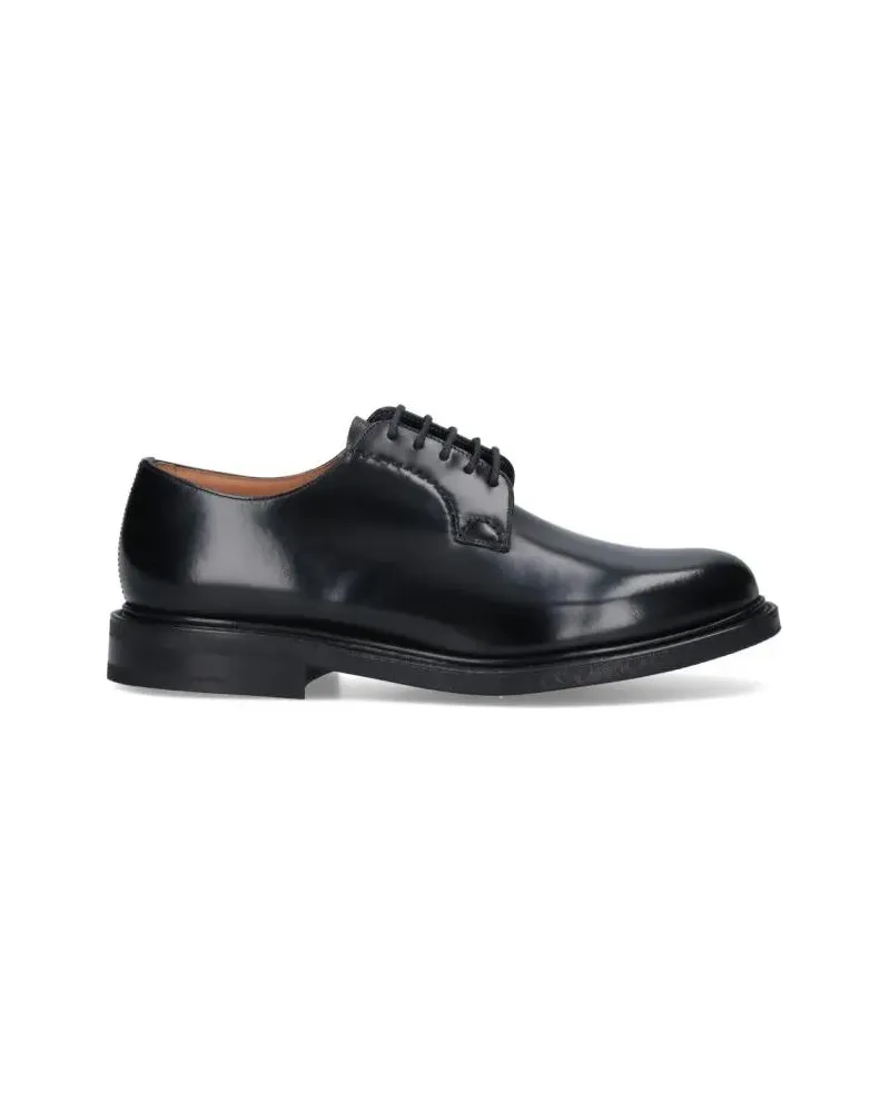 Church's Polished Black Leather Derby Shoes With Rounded To schwarz Schwarz