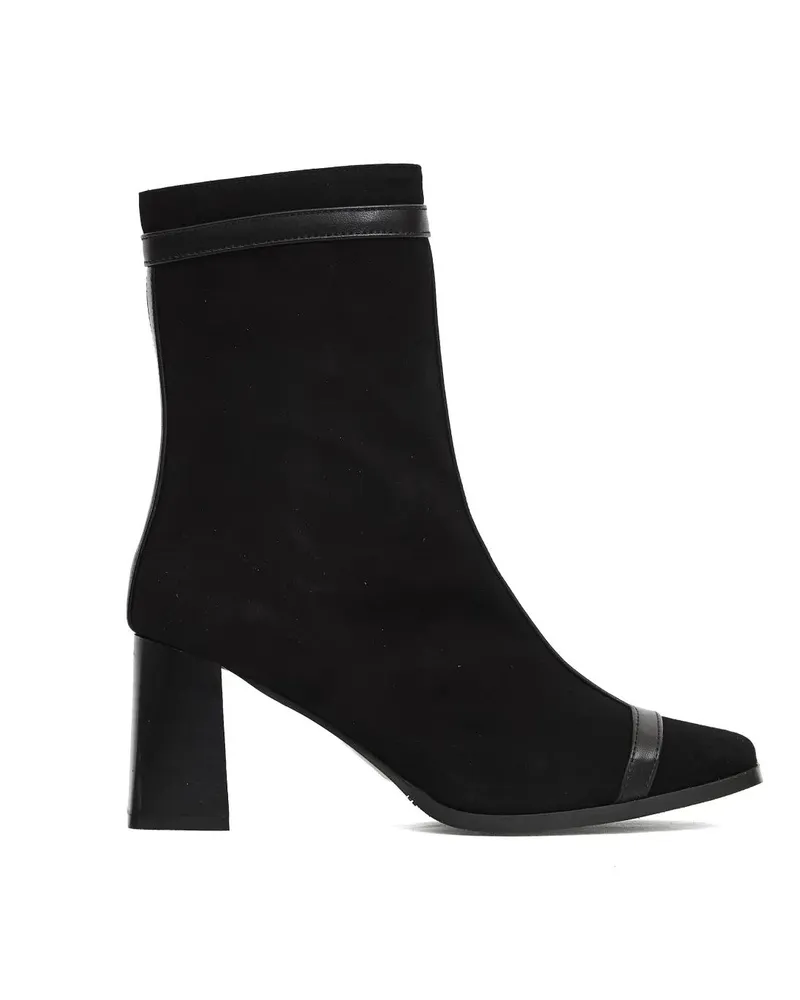 Carel Stiefel Ankle Boot With Graphic 'T' Cut And Flared Heel schwarz Schwarz