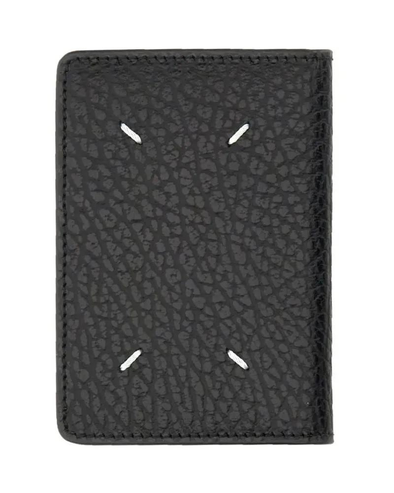 Maison Margiela Portemonnaies Textured Leather Cardholder schwarz Schwarz