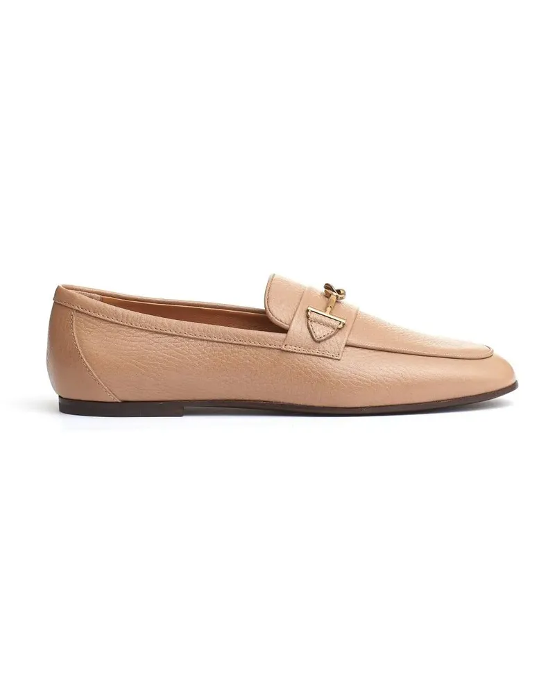TOD'S Beige Leather Buckle Moccasin braun Braun