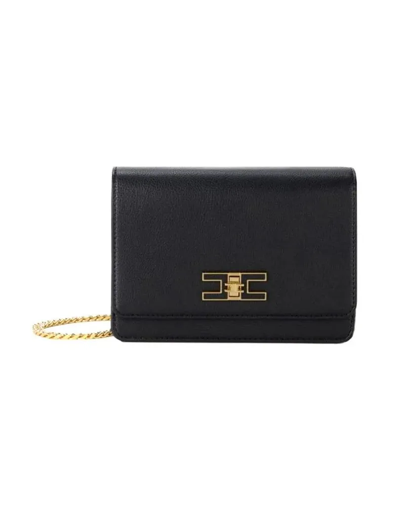 Elisabetta Franchi Crossbody Bags Structured Black Handbag With Gold-Tone Logo Clasp schwarz Schwarz