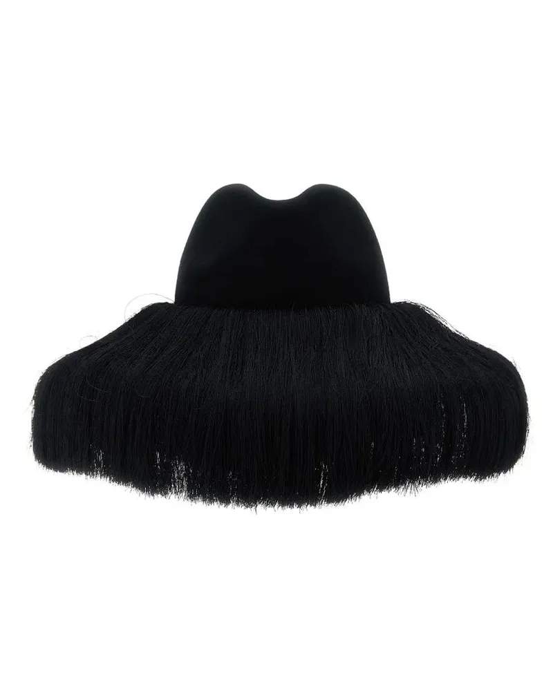 Comme des Garçons Caps & Mützen Fringed Wide-Brimmed Fedora Hat schwarz Schwarz
