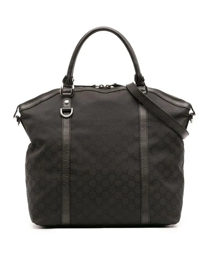 Gucci Hobo Bags Large GG Canvas Charm Dome Satchel schwarz Schwarz