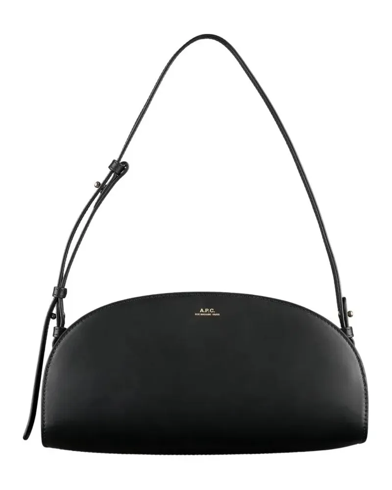 A.P.C. Hobo Bags Demi-Lune Shoulder Bag In Eco-Leather With Gold Ac schwarz Schwarz