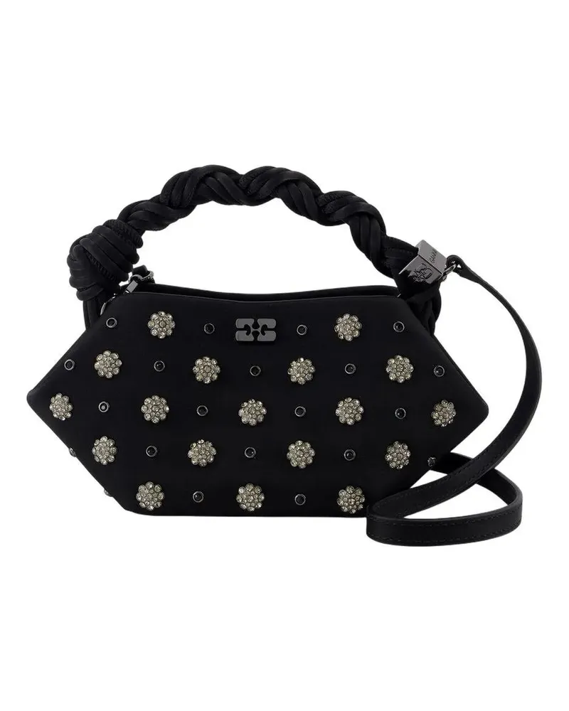 Ganni Clutches Bou Mini Flower Stud Purse - Leather - Black schwarz Schwarz