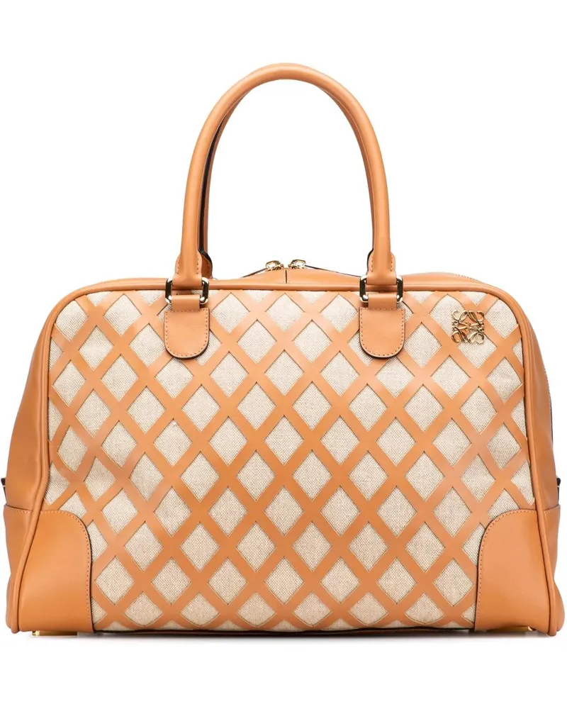Loewe Weekender Extra Large Canvas and Cut Out Leather Amazona 75 braun Braun