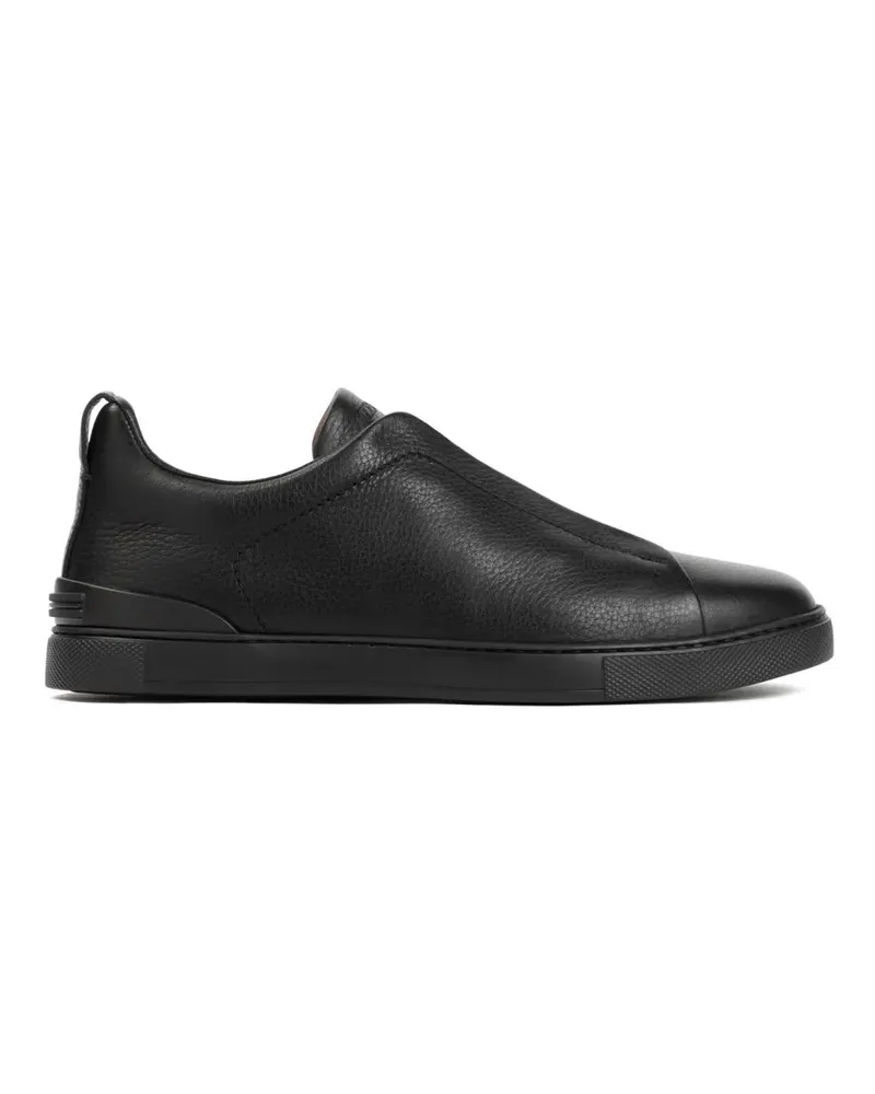 Ermenegildo Zegna Low-Top Sneaker Triple Stitch Black Deer Leather Sneakers schwarz Schwarz