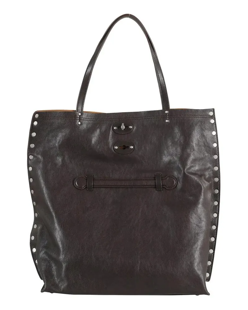 Zanellato Shopper & Totes Strolling Charcoal Brown Leather Tote schwarz Schwarz