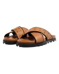 MCM Slipper & Pantoletten U  l Vst Leather Mix Flat Sandals Cognacbraun