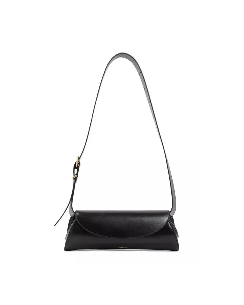 Jil Sander Hobo Bags Black Leather Cannolo Bag schwarz Schwarz