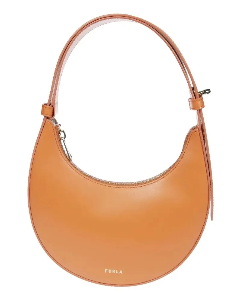 Furla Hobo Bags Curved Leather Mini Shoulder Bag braun Braun