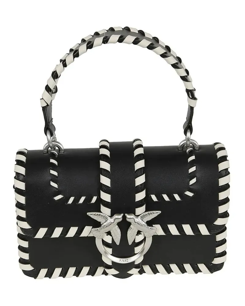 Pinko Hobo Bags Rectangular Black Crossbody Bag With Braided Trim schwarz Schwarz