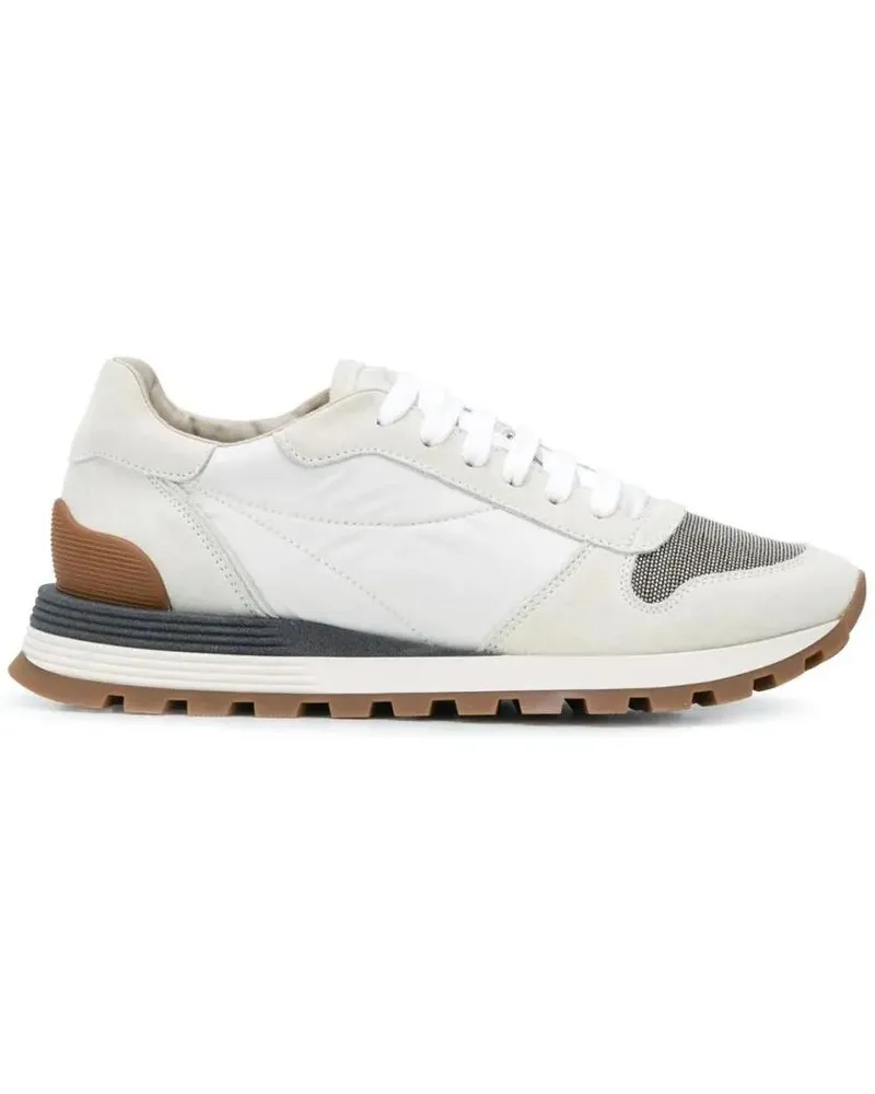 Brunello Cucinelli Low-Top Sneaker Beige Lace-Up Sneakers weiß Weiß