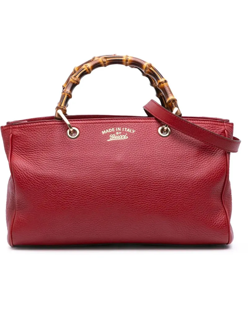 Gucci Hobo Bags Medium Calfskin Bamboo Shopper Satchel rot Rot