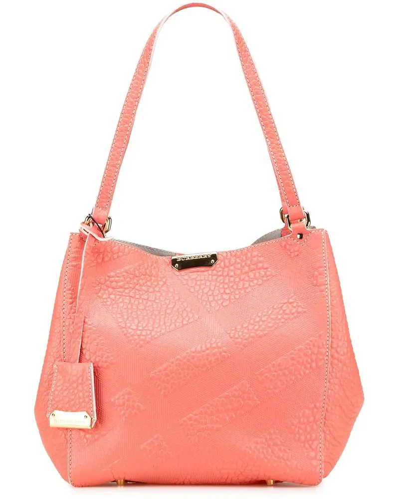Burberry Shopper Small Embossed Grain Check Canterbury Tote rosa Gold