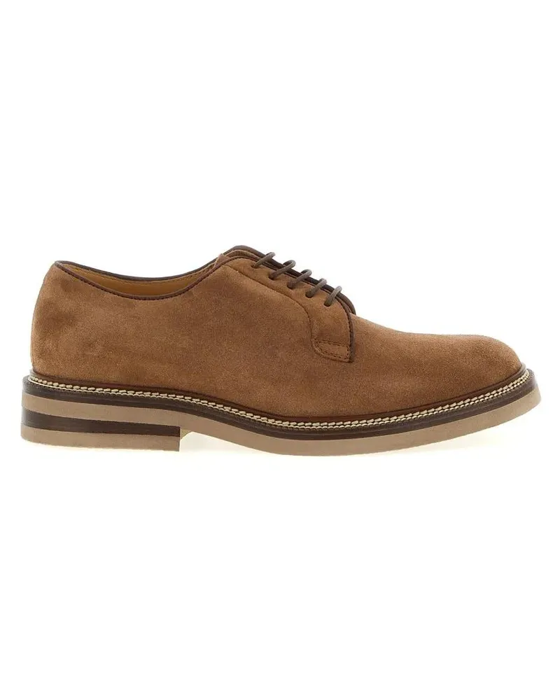 Brunello Cucinelli Loafer Suede Derby Shoes With Lace Closure braun Braun