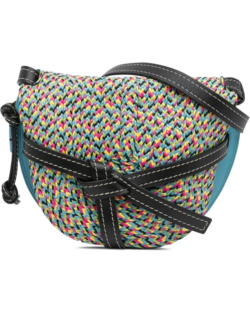Loewe Hobo Bags 2018 Small Raffia and Calfskin Gate Crossbody blau Blau