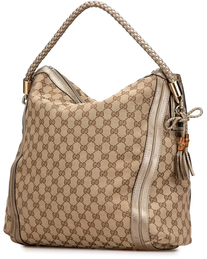 Gucci Hobo Bags Large GG Canvas Bella Shoulder Bag braun Braun