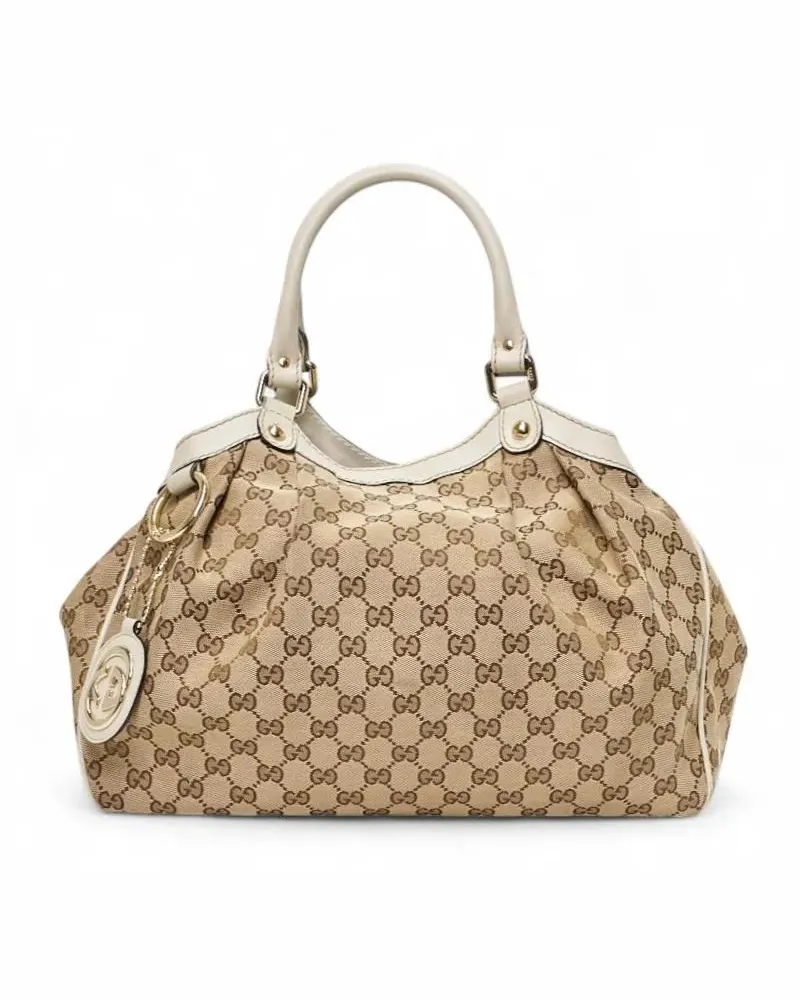 Gucci Crossbody Bags Small Gg Supreme Sukey In White beige Beige