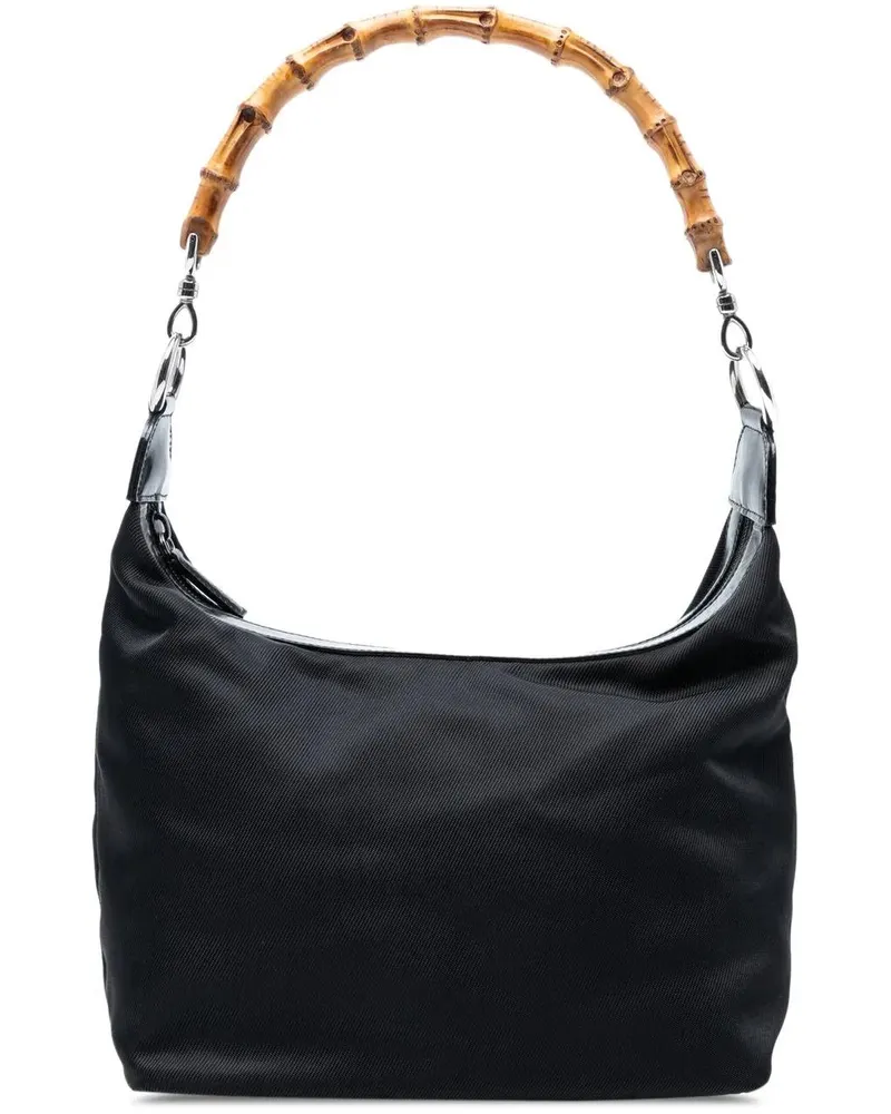 Gucci Hobo Bags Nylon Bamboo Shoulder Bag schwarz Schwarz