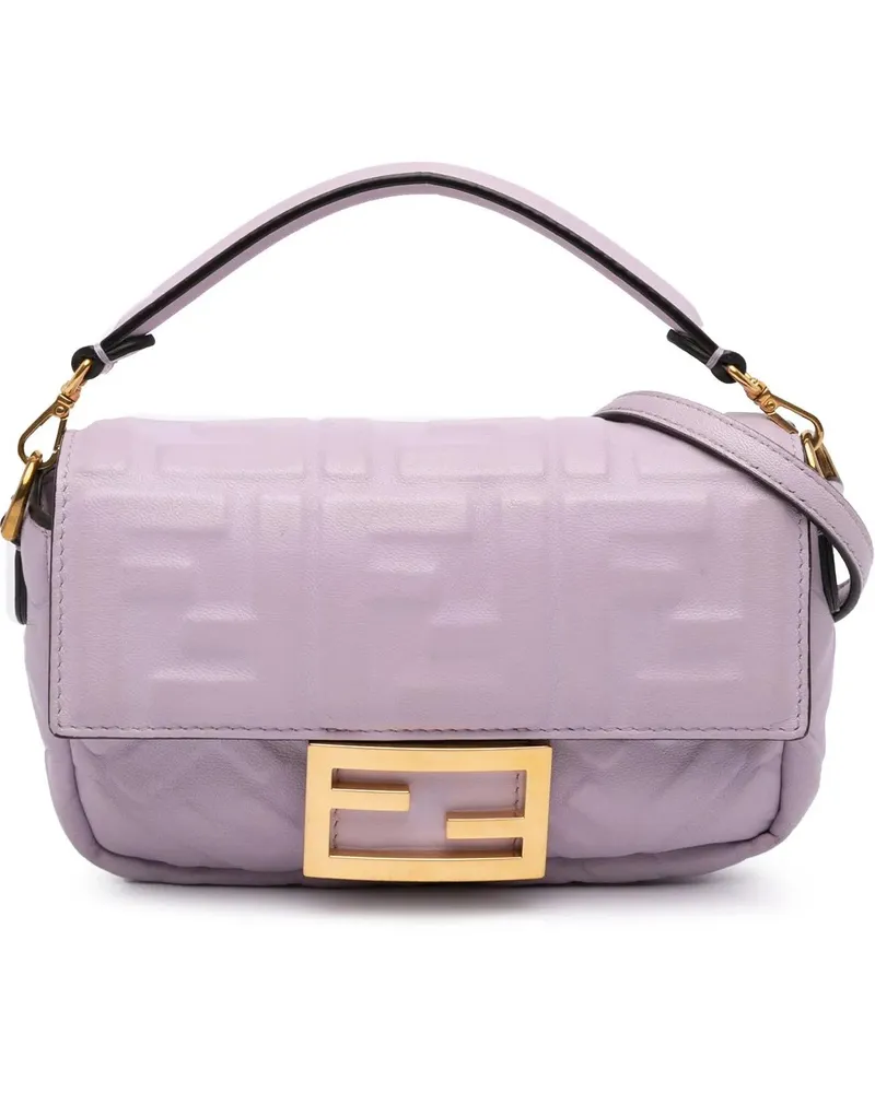 Fendi Hobo Bags 2010-2025 Mini Zucca Embossed Leather Baguette Sat orange Orange