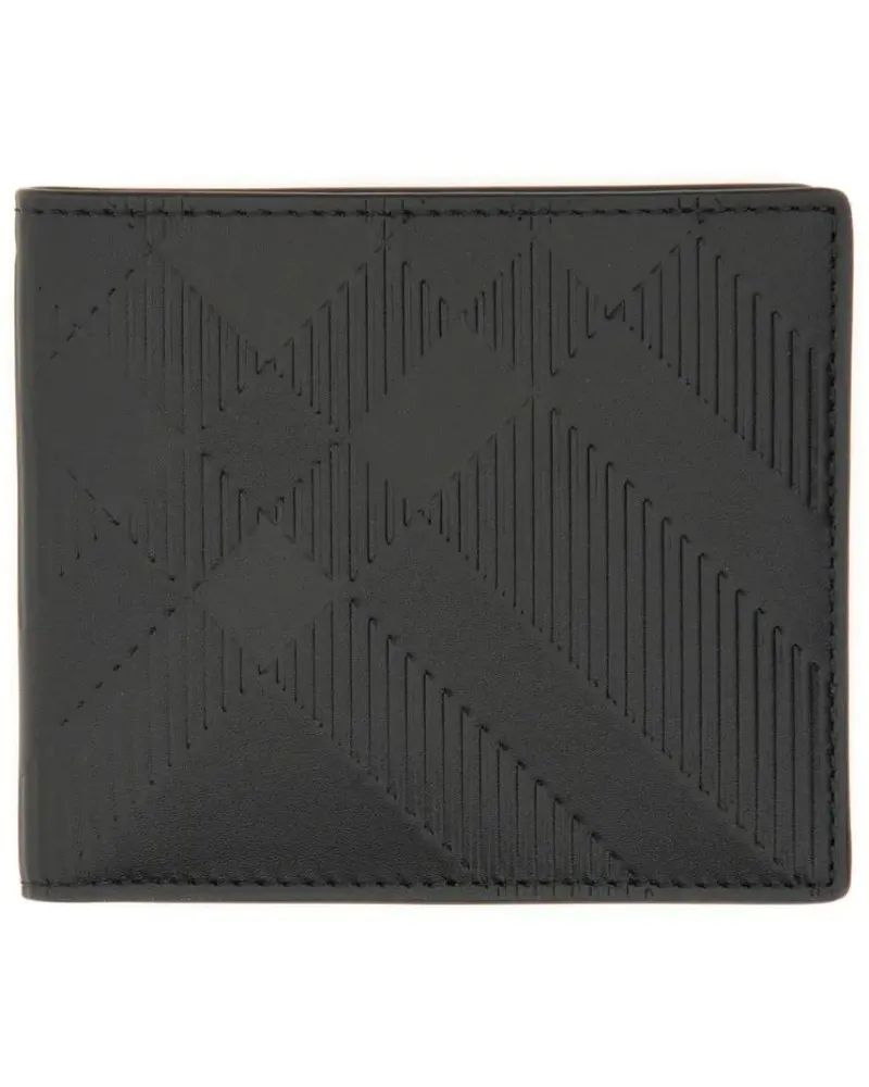 Burberry Portemonnaies Embossed Check Wallet schwarz Schwarz