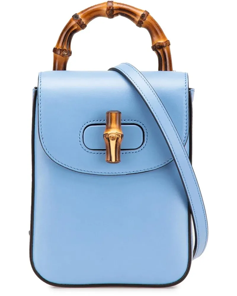 Gucci Hobo Bags Mini Calfskin Bamboo Top Handle Bag blau Blau