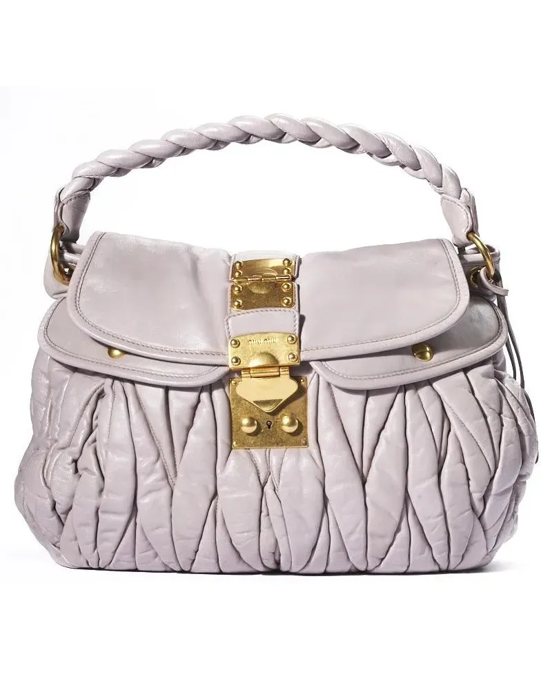 Miu Miu Hobo Bags Large Coffer In Lilac Embossed Leather weiß Weiß