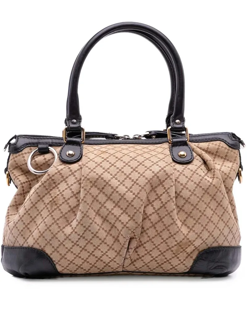 Gucci Hobo Bags Diamante Canvas Sukey Satchel braun Braun