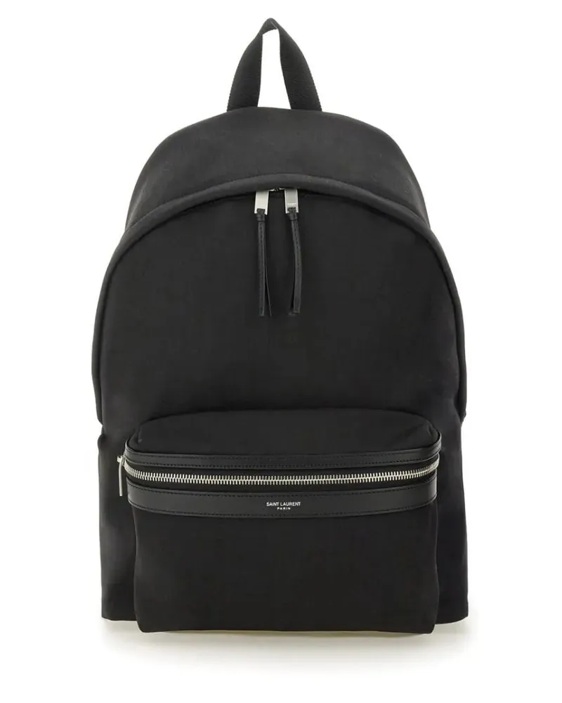 Saint Laurent Rucksäcke Nylon Canvas And Leather "City" Backpack schwarz Schwarz
