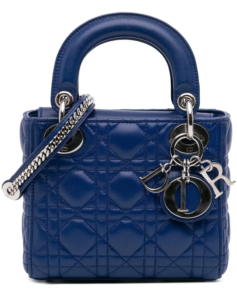 Dior Hobo Bags Mini Lambskin Cannage Lady Dior blau Blau