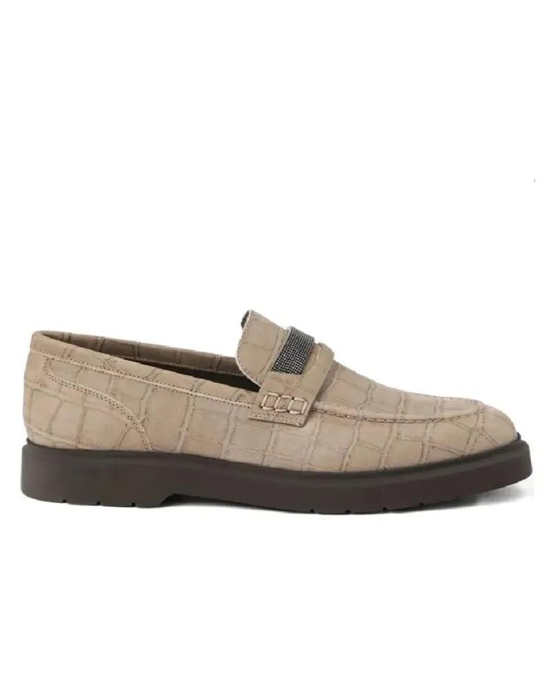 Brunello Cucinelli Textured Slip-On Shoes beige Beige