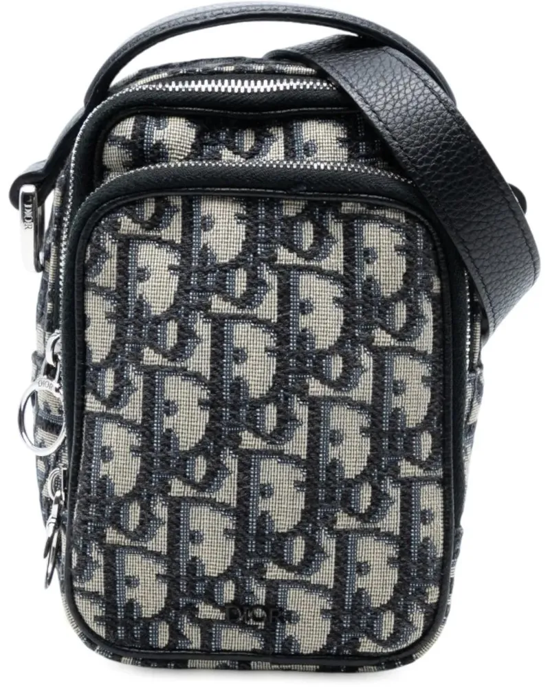 Dior Hobo Bags Micro Oblique Canvas Rider Pouch blau Blau