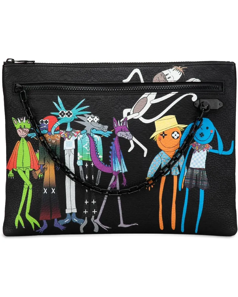 Louis Vuitton Clutches Virgil Abloh Monogram Taurillon Zoom With Friends schwarz Schwarz