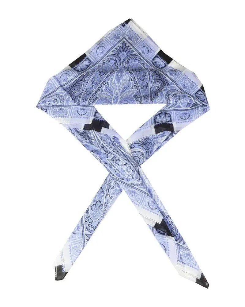 Etro Tücher & Schals Light Blue Silk Shawl With Paisley Print blau Blau